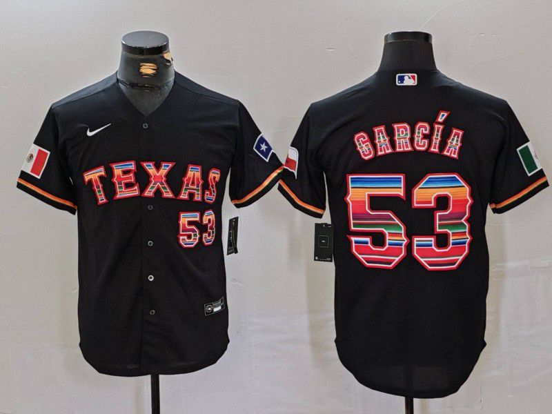 Men Texas Rangers #53 Garcia Black Fashion Nike Game MLB Jersey style 40->texas rangers->MLB Jersey
